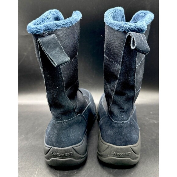 Lands End 2 Tone Blue Thermolite Lined Women’s Boots Size 7B Mid Calf Leaves New - Picture 4 of 6